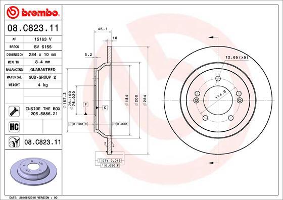 Brembo 08.C823.11 - Тормозной диск autosila-amz.com