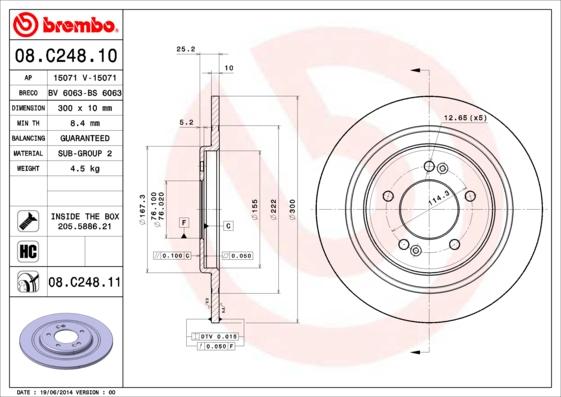 Brembo 08.C248.11 - Тормозной диск autosila-amz.com