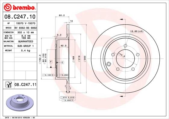 Brembo 08.C247.11 - Тормозной диск autosila-amz.com
