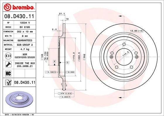 Brembo 08.D430.11 - Тормозной диск autosila-amz.com