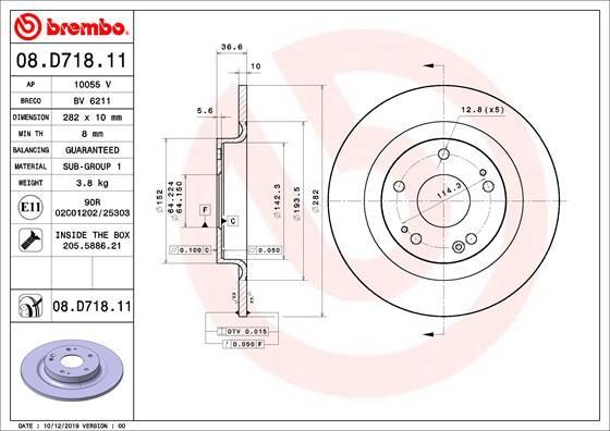 Brembo 08.D718.11 - Тормозной диск autosila-amz.com
