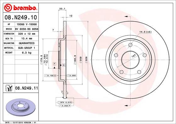 Brembo 08.N249.10 - Тормозной диск autosila-amz.com