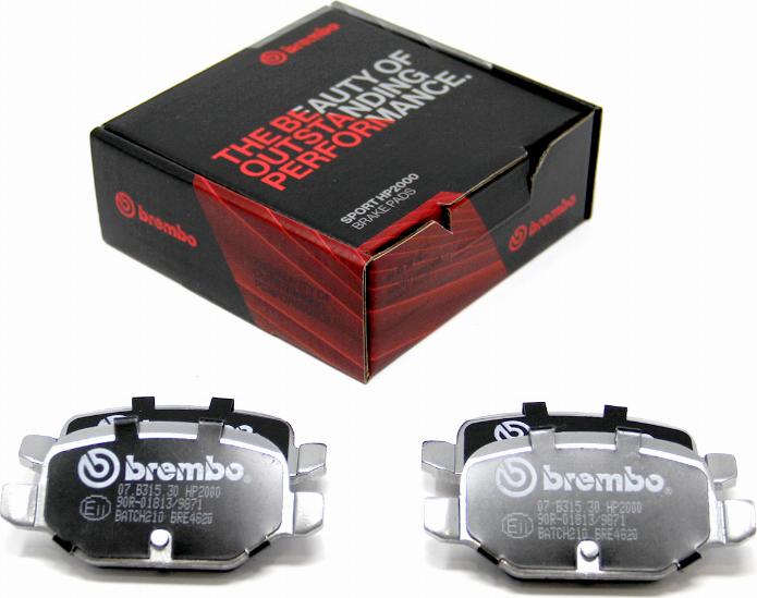 Brembo 07.B315.30 - Комплект высокоэффективных тормозных колодок autosila-amz.com