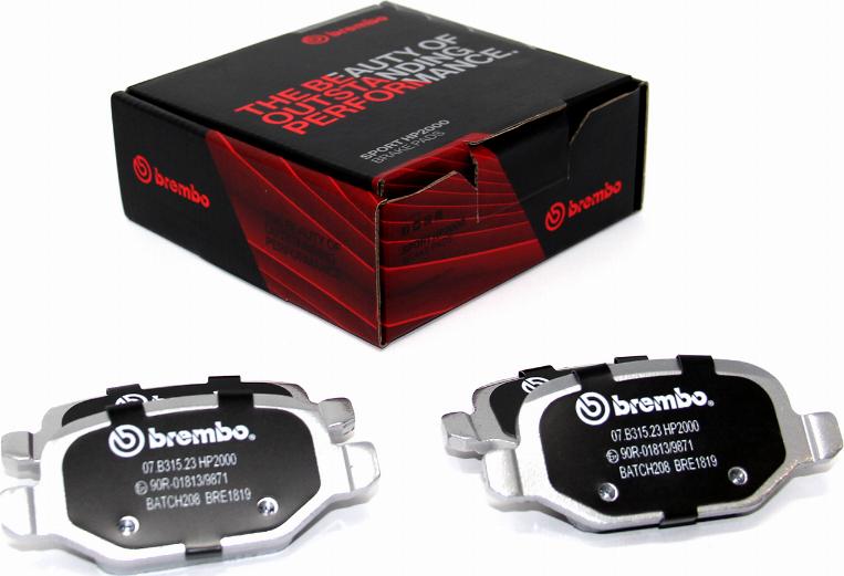 Brembo 07.B315.23 - Комплект высокоэффективных тормозных колодок autosila-amz.com