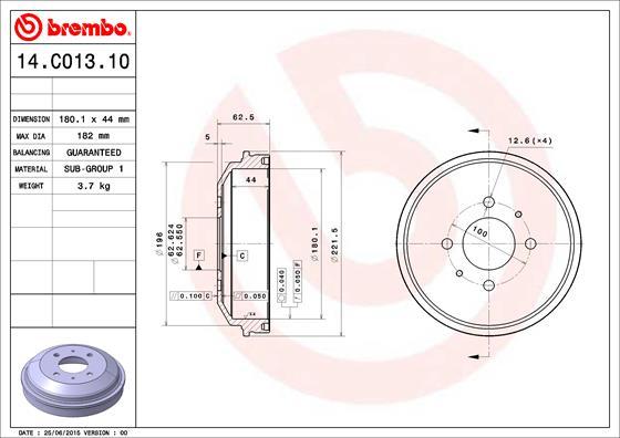 Brembo 14.C013.10 - Тормозной барабан autosila-amz.com