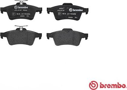 Brembo P 59 042 - Колодки тормозные дисковые задн. CADILLAC BLS 04/06-> / CADILLAC BLS Wagon 12/07-> / CHEVROLET VECTR autosila-amz.com