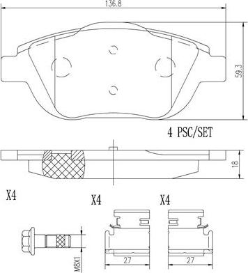 Brembo P61103N - Тормозные колодки, дисковые, комплект autosila-amz.com