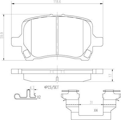 Brembo P10014N - Тормозные колодки, дисковые, комплект autosila-amz.com