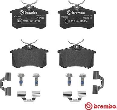 Brembo P 85 020 - Тормозные колодки, дисковые, комплект autosila-amz.com