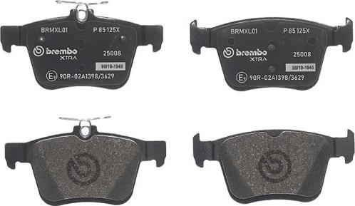 Brembo P 85 125X - Колодки тормозные дисковые задние AUDI (FAW) A3 Limousine (85S, 85M) 03/14-> / AUDI (FAW) A3 Sportba autosila-amz.com