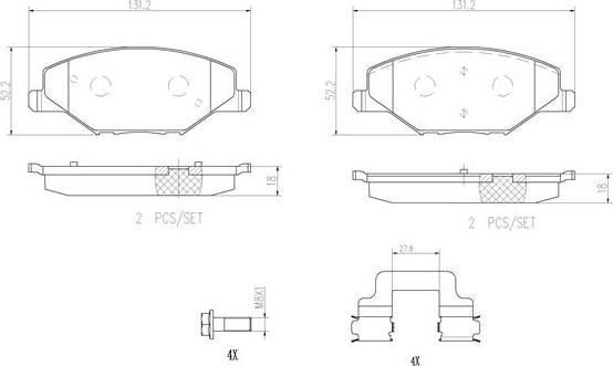 Brembo P85121N - Тормозные колодки, дисковые, комплект autosila-amz.com