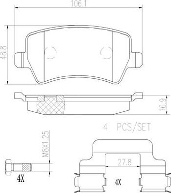 Brembo P86021N - Тормозные колодки, дисковые, комплект autosila-amz.com