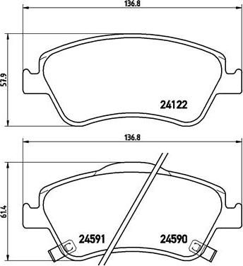 Brembo P 83 079 - Колодки тормозные дисковые передн. TOYOTA AURIS (_E15_) 10/06-09/12 / TOYOTA COROLLA Saloon (_E15_) autosila-amz.com