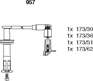 Bremi 957 - Комплект проводов зажигания autosila-amz.com