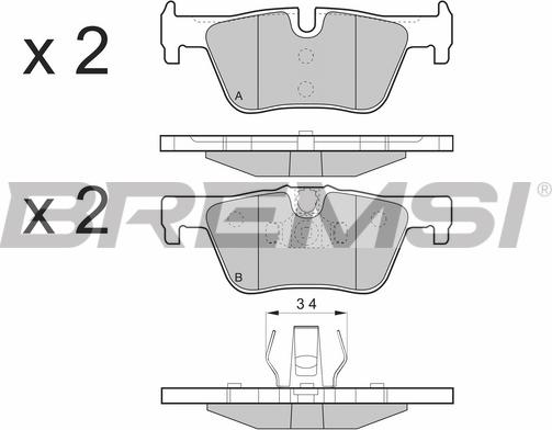 Bremsi BP3494 - Тормозные колодки, дисковые, комплект autosila-amz.com