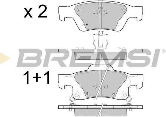 Bremsi BP3461 - Тормозные колодки, дисковые, комплект autosila-amz.com