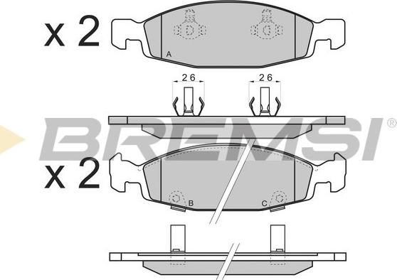 Bremsi BP2865 - Тормозные колодки, дисковые, комплект autosila-amz.com