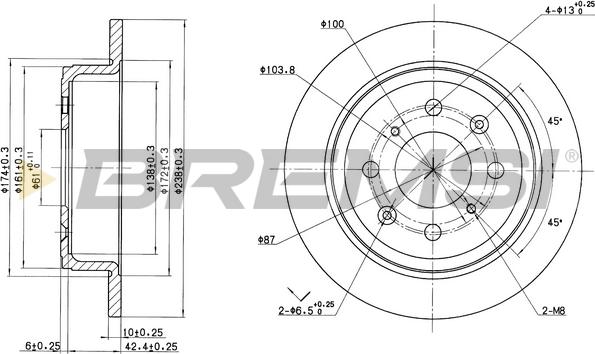 Bremsi CD6468S - Тормозной диск autosila-amz.com