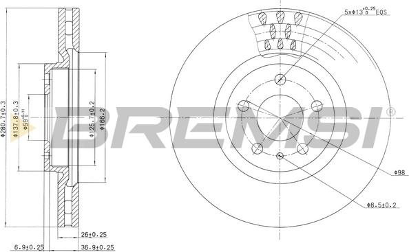 Bremsi CD6474V - Тормозной диск autosila-amz.com