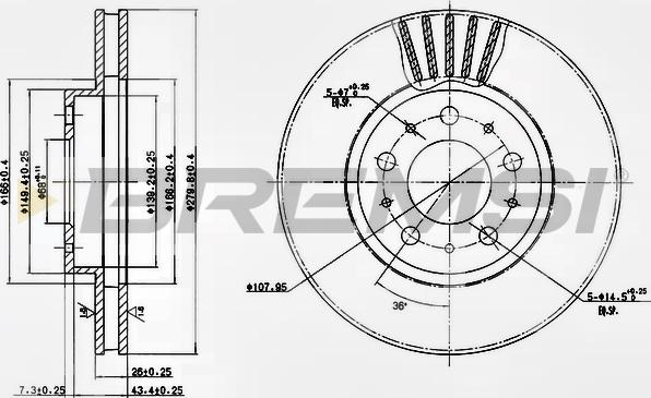 Bremsi CD6605V - Тормозной диск autosila-amz.com