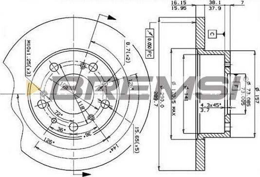 Bremsi CD6069S - Тормозной диск autosila-amz.com