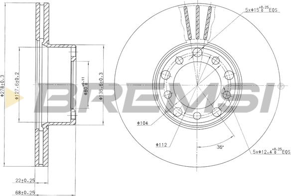 Bremsi CD6143V - Тормозной диск autosila-amz.com