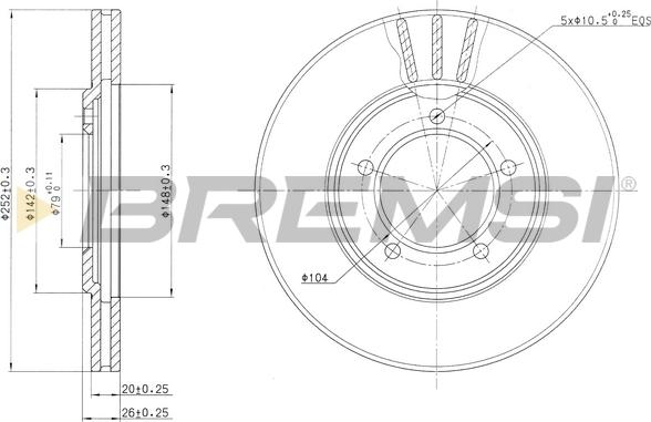 Bremsi CD6147V - Тормозной диск autosila-amz.com