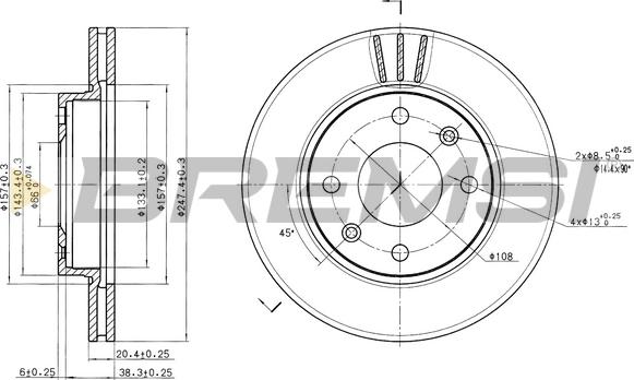 Bremsi CD6154V - Тормозной диск autosila-amz.com