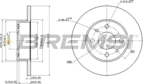 Bremsi CD6125S - Тормозной диск autosila-amz.com