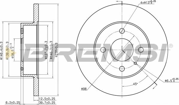 Bremsi CD6127S - Тормозной диск autosila-amz.com