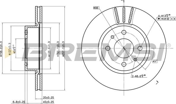 Bremsi CD6176V - Тормозной диск autosila-amz.com