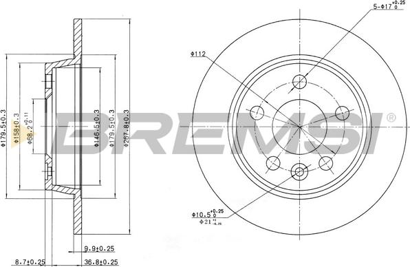 Bremsi CD6847S - Тормозной диск autosila-amz.com