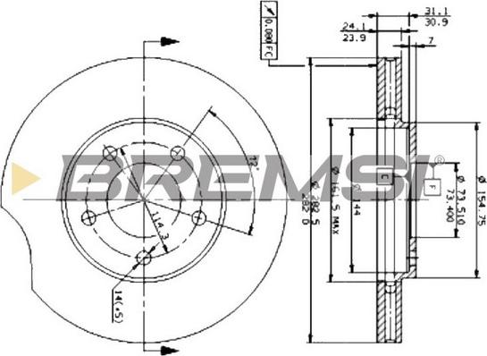 Bremsi CD6366V - Тормозной диск autosila-amz.com