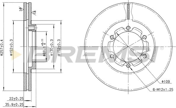 Bremsi CD6385V - Тормозной диск autosila-amz.com