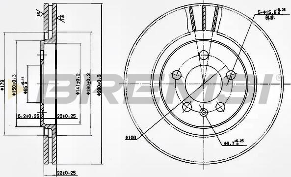 Bremsi CD6332V - Тормозной диск autosila-amz.com