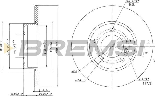 Bremsi CD6248S - Тормозной диск autosila-amz.com