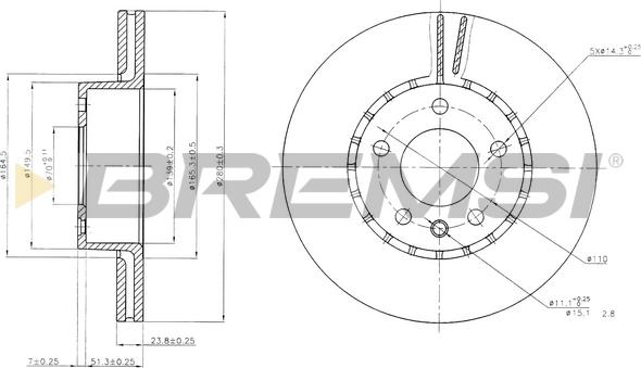 Bremsi CD6217V - Тормозной диск autosila-amz.com