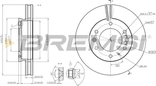 Bremsi CD8462V - Тормозной диск autosila-amz.com