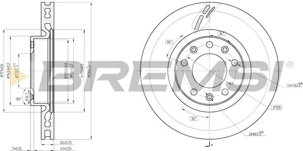 Bremsi CD8405V - Тормозной диск autosila-amz.com