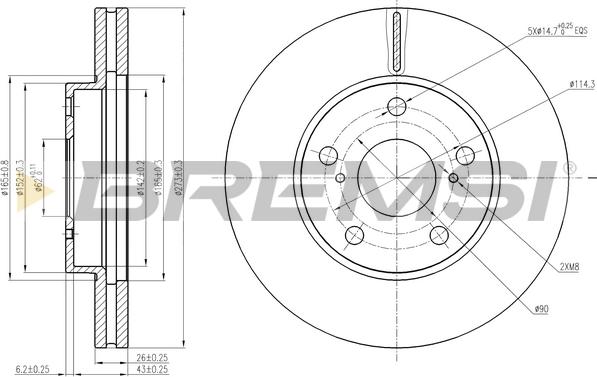 Bremsi CD8401V - Тормозной диск autosila-amz.com