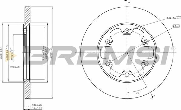 Bremsi CD8485S - Тормозной диск autosila-amz.com