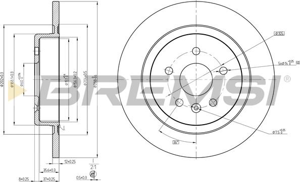 Bremsi CD8425S - Тормозной диск autosila-amz.com