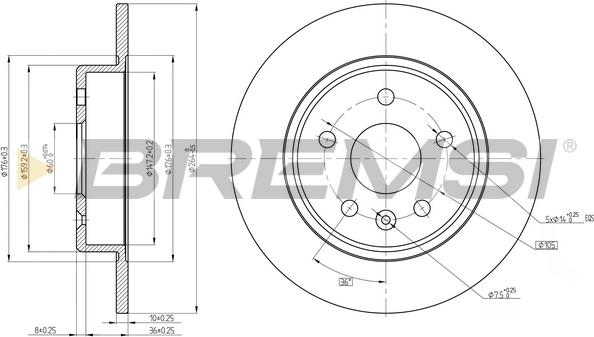 Bremsi CD8426S - Тормозной диск autosila-amz.com
