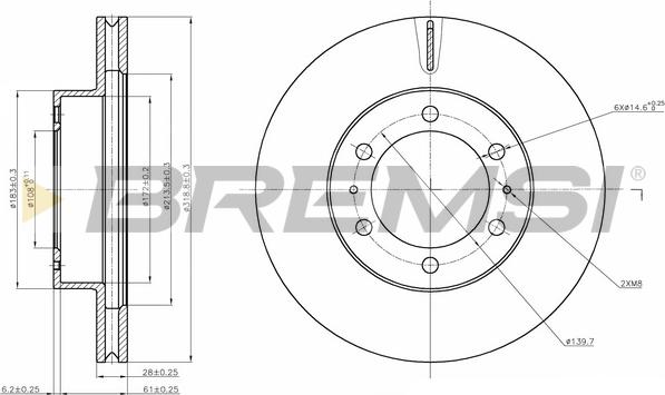 Bremsi CD8475V - Тормозной диск autosila-amz.com