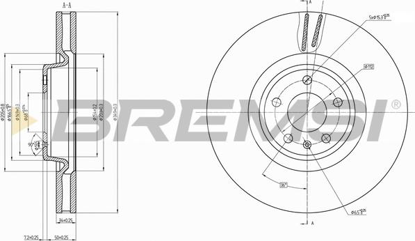 Bremsi CD8598V - Тормозной диск autosila-amz.com