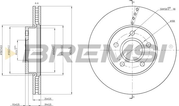 Bremsi CD8509V - Тормозной диск autosila-amz.com