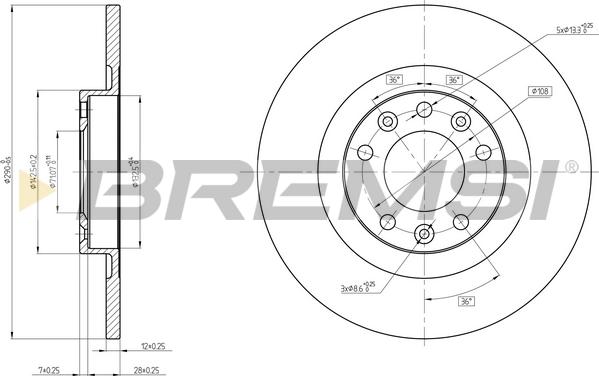 Bremsi CD8654S - Тормозной диск autosila-amz.com