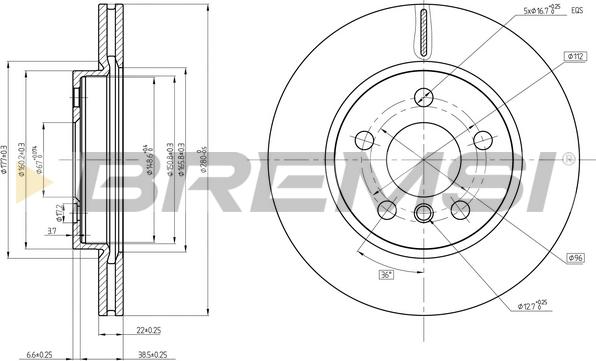 Bremsi CD8651V - Тормозной диск autosila-amz.com