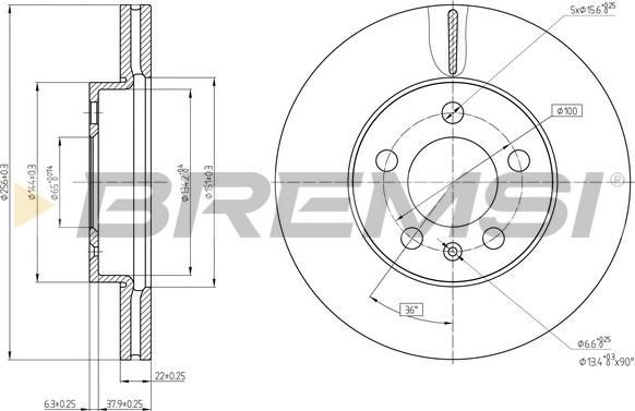 Bremsi CD8663V - Тормозной диск autosila-amz.com