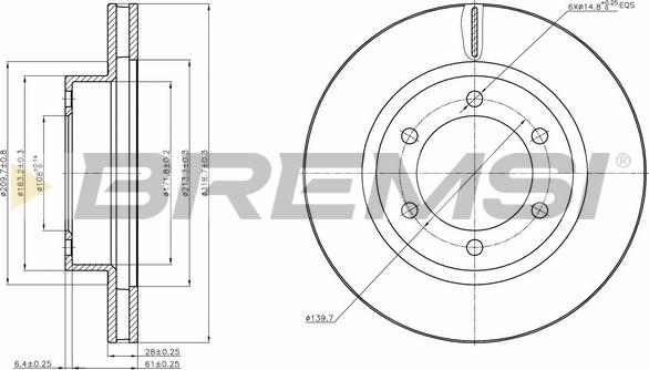 Bremsi CD8606V - Тормозной диск autosila-amz.com